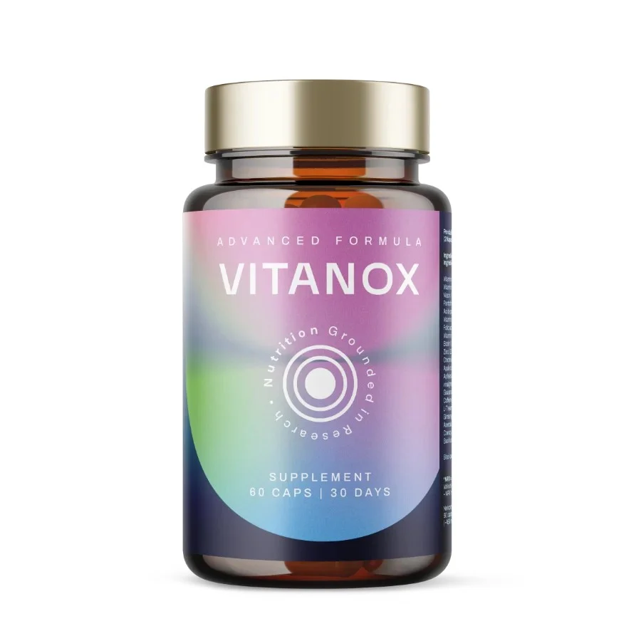 Bottle of Vitanox Advanced Formula supplement, 60 capsules
